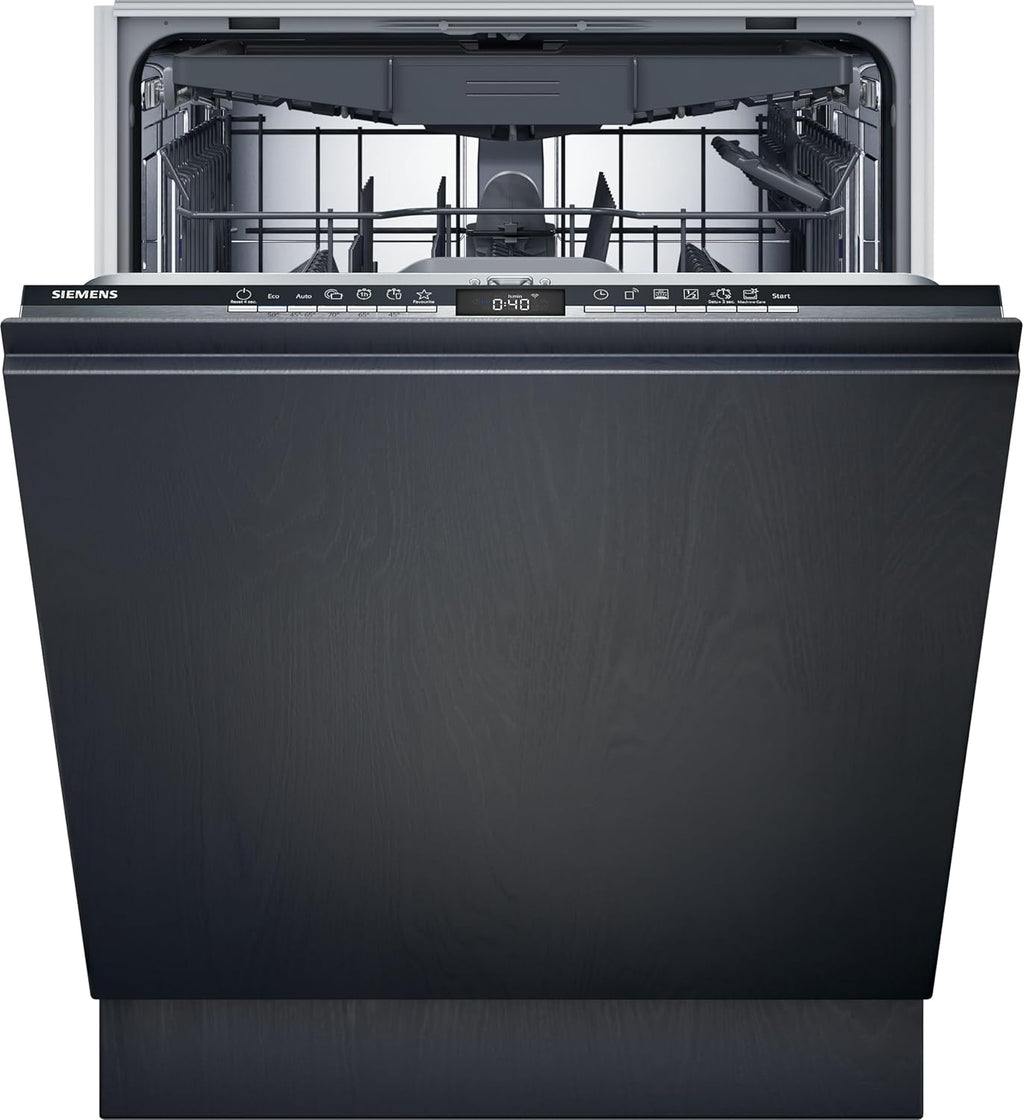 Siemens SN43ES14VE, iQ300 Smarter Geschirrspüler, Unterbau-Spülmaschine mit Besteckschublade, 60 cm, automatische Türöffnung dank autoOpen dry, besonders leise mit iQdrive-Motor, aquaStop, Edelstahl
